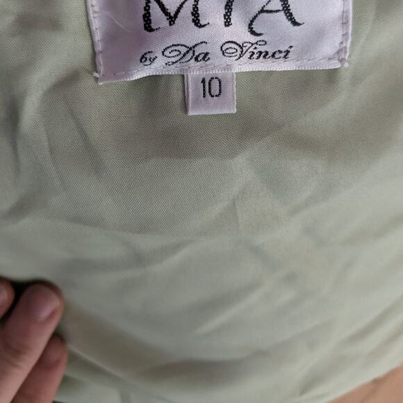 Vintage Prom Dress Ball Gown Maxi 10 Green Y2K Fairy Princess Beaded Strapless - Picture 12 of 16